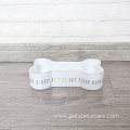 Bone Shaped Pet Feeding Bowl White Ceramic